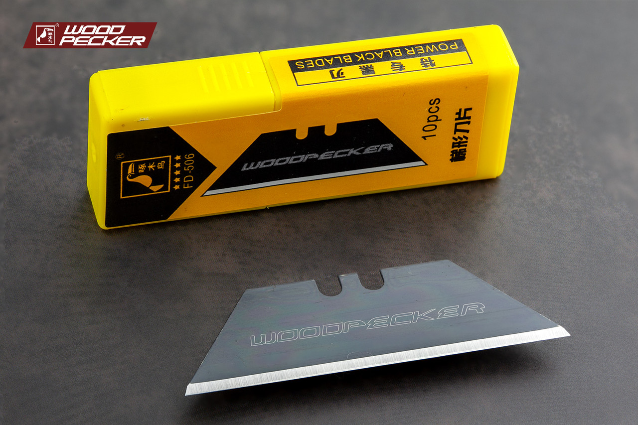 Лезо для ножа трапеція чорне профі ультра гостре Woodpecker 10шт. FD-506, фото 1