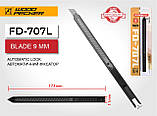 Ніж будівельний 9мм подовжений Woodpecker автофіксатор FD-707L, фото 4
