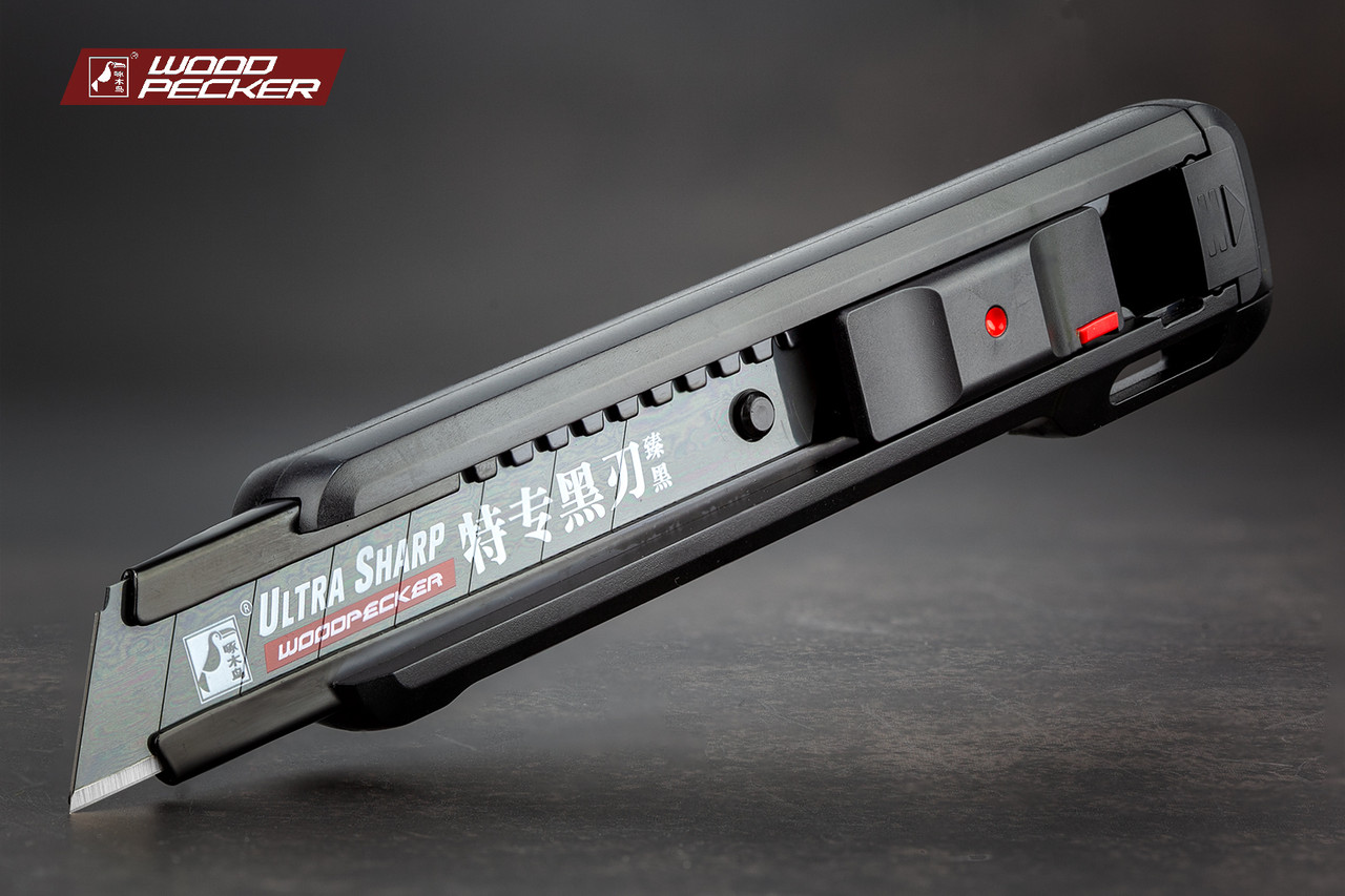 Ніж канцелярський 18мм автофіксатор + стопор Woodpecker FD-7822, фото 1