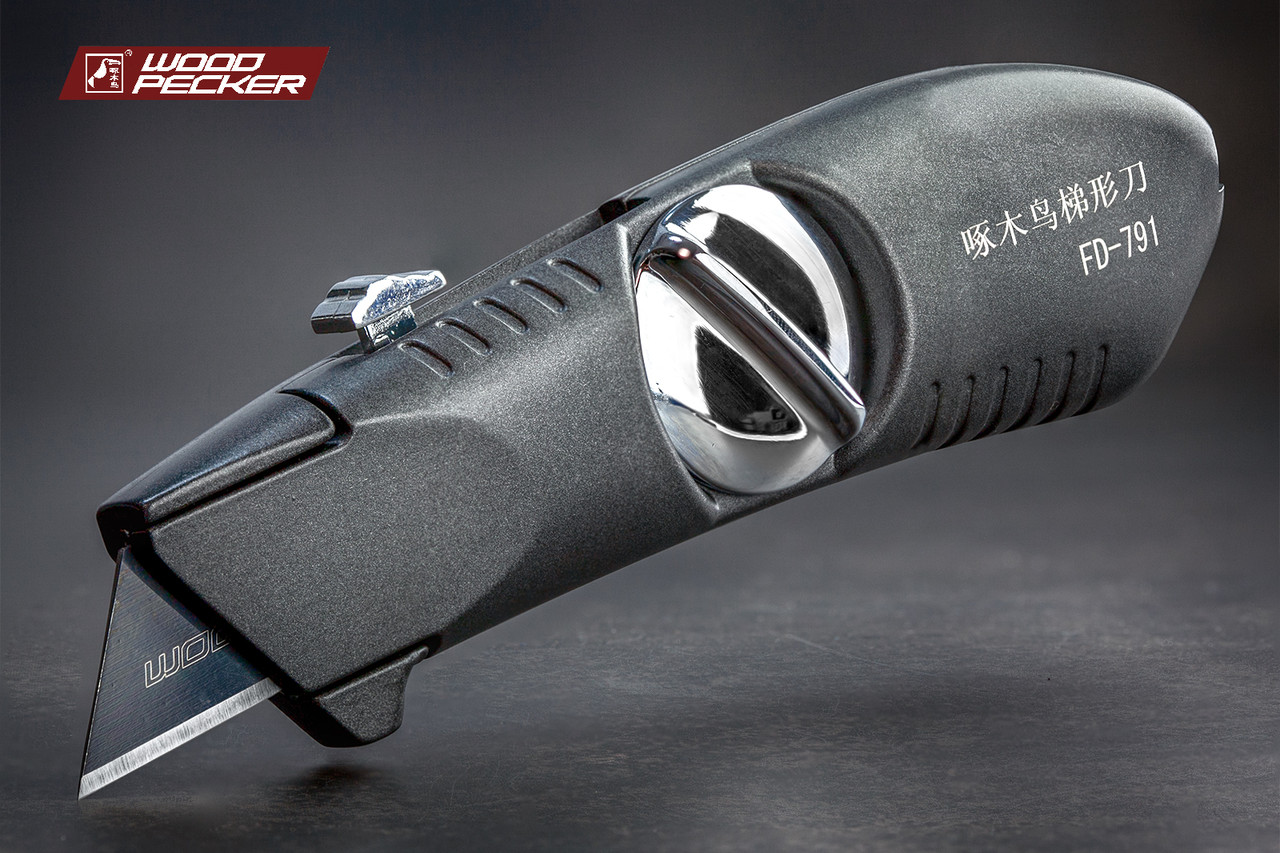 Ніж канцелярський трапецієподібний Woodpecker + 3 леза FD-791, фото 1