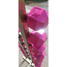 Гантельний ряд 1-10 кг зі стійкою гантелі нерозбірні гексагональні гантелі сталеві GoodLift Pink вага 110 кг, фото 2