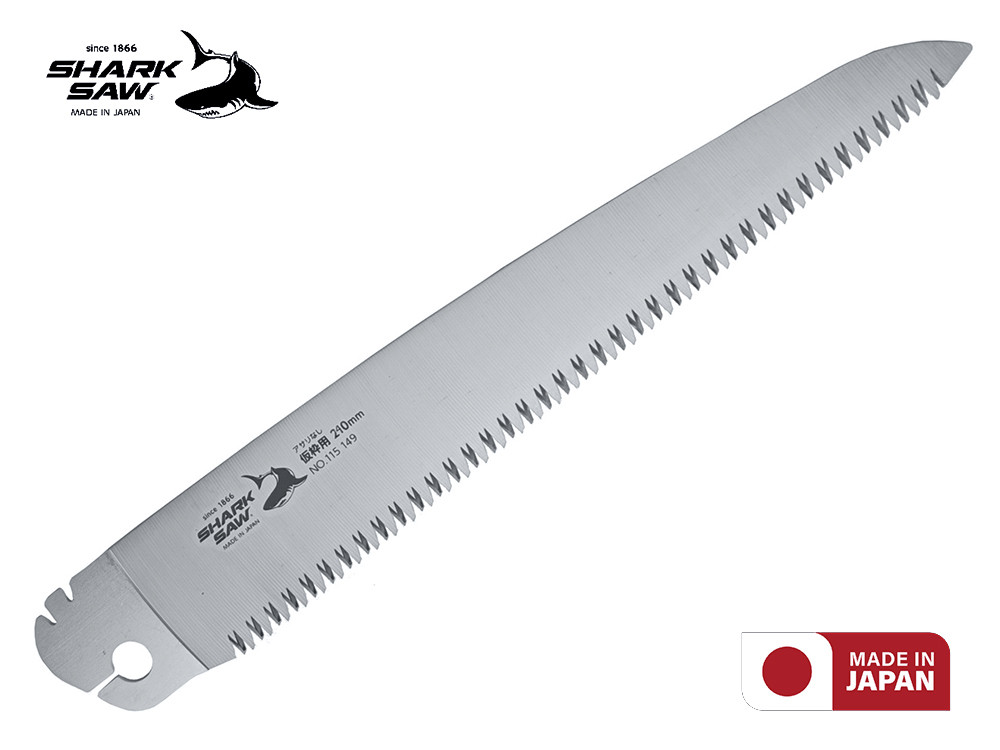 Змінне полотно по дереву 240мм TAKAGI SHARK SAW Japan для складних садових пилок 0,9 мм 9 TPI, фото 1