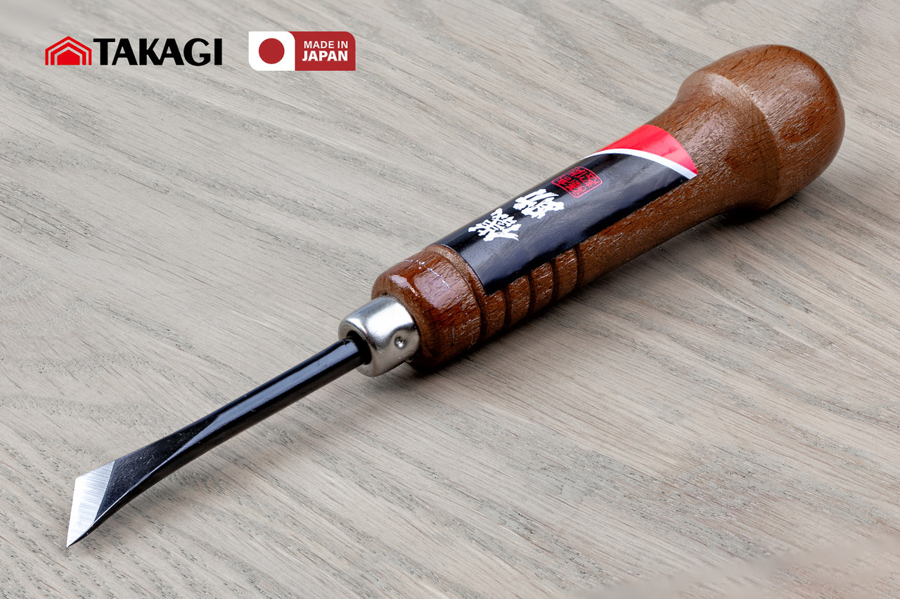 Різець ручний для різьби по дереву 12,5 мм Takagi (Японія) стамеска ударна скошена, фото 1