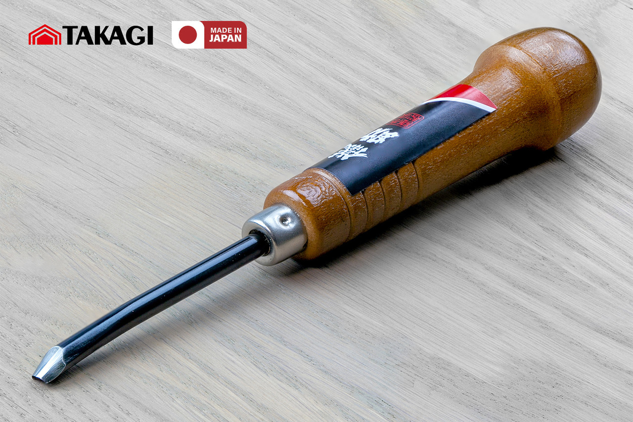 Різець ручний для різьби по дереву 5 мм Takagi (Японія) стамеска ударна з виїмкою, фото 1