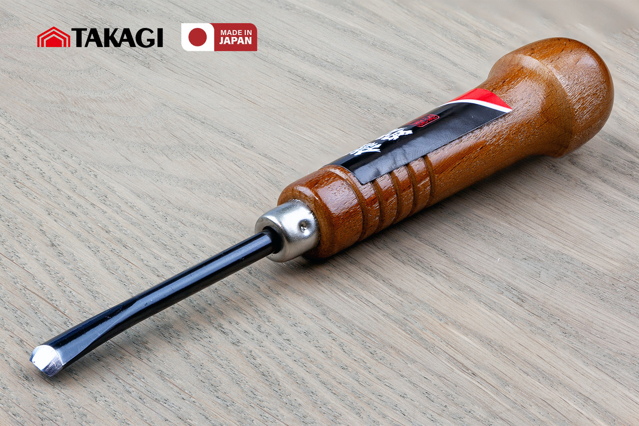 Різець ручний для різьби по дереву 7 мм Takagi (Японія) стамеска ударна з виїмкою, фото 1