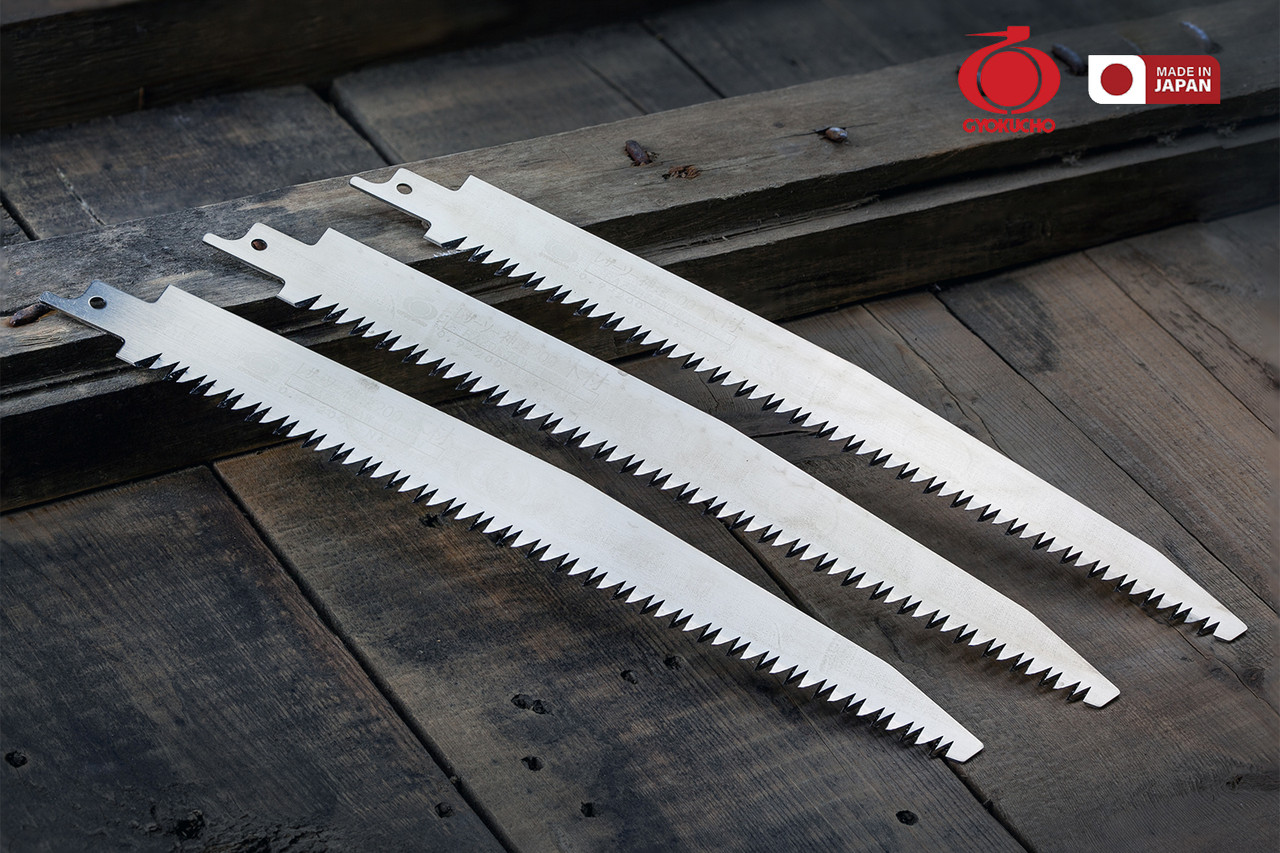 Набір полотен по дереву 200мм Gyokucho Razorsaw (Японія) Shinsoku для шабельних пилок 0,9 мм 7,5 TPI (3 шт), фото 1
