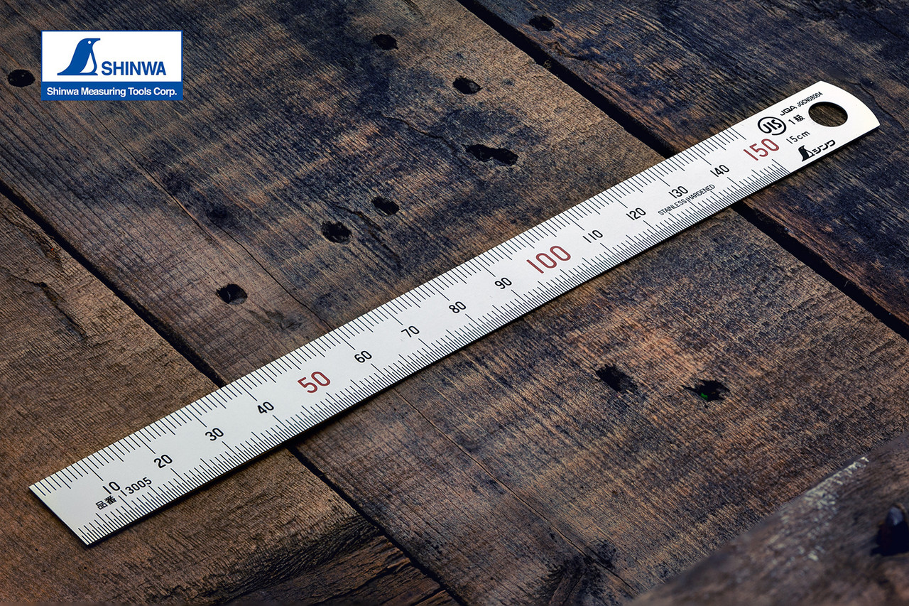 Лінійка 150 мм SHINWA (Японія) метрична з нержавіючої сталі 1 клас, фото 1