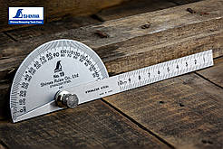 Кутник транспортир SHINWA (Японія) 180° з лінійкою 100 мм з нержавіючої сталі