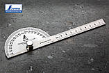 Кутник транспортир SHINWA (Японія) 180° з лінійкою 100 мм з нержавіючої сталі, фото 4