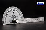 Кутник транспортир SHINWA (Японія) 180° з лінійкою 100 мм з нержавіючої сталі, фото 6
