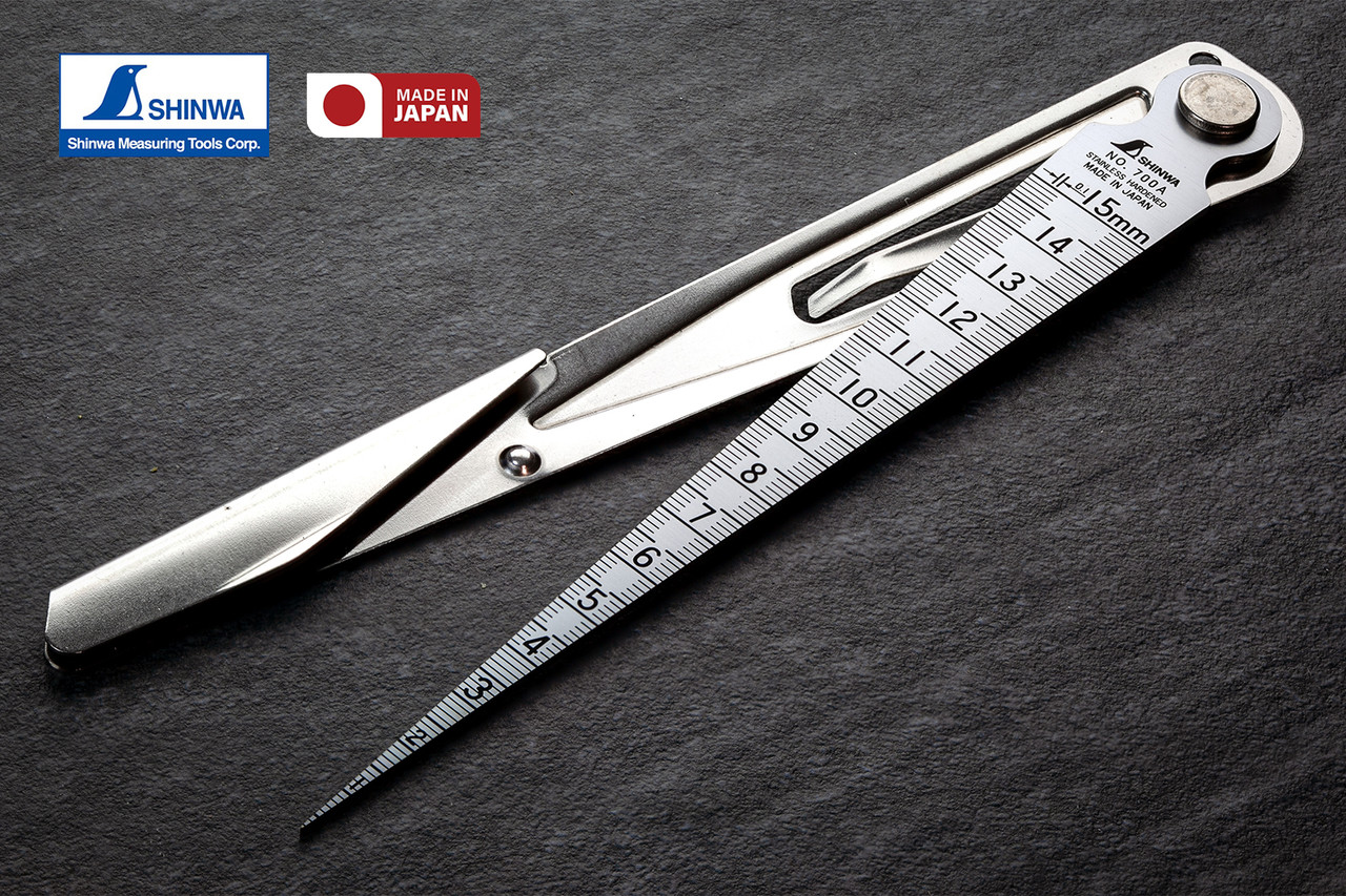 Лінійка конусна для вимірювання зазорів, щуп 1-15мм SHINWA (Японія) нержавіюча сталь з протектором і затискачем, фото 1
