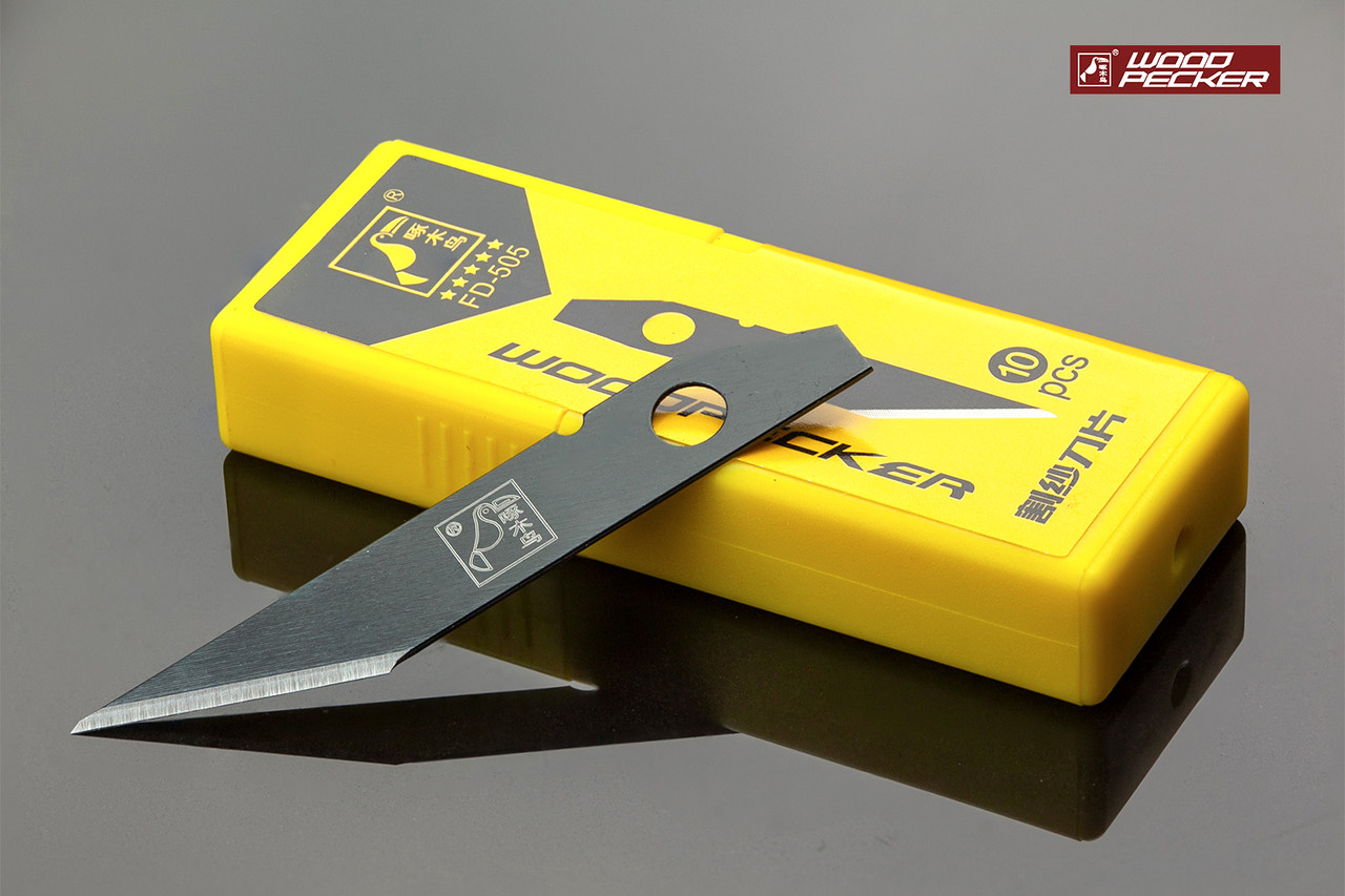 Леза для макетного ножа (скальпеля) 9мм чорні Woodpecker 10шт FD-505, фото 1