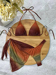 Купальник роздільний жіночий омбре 3в1 зі спідницею Shein 1933 розмір S (42-44)