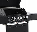 Гриль-барбекю газовий на 3 пальники 8,1кВт GardenLine BBQ8076 чавунні решітки, складані столики, редуктор, фото 4