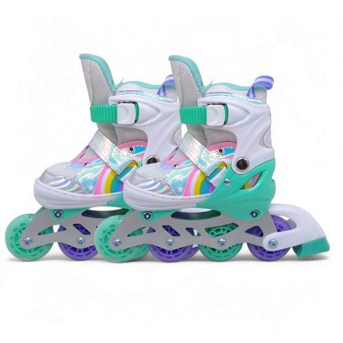 Роликові ковзани, розмір S (30-33) колеса PU (бірюзові), фото 1