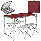 Стіл для пікніка та 4 стільці + Подарунок Вічний сірник Make Fire / Складаний столик для кемпінгу / Портативний стіл, фото 2