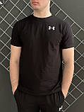Чоловічий літній комплект Under Armour чорні штани чорна футболка Андер Армор, фото 3