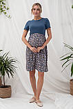 Літня сукня для вагітних із секретом годування для майбутніх мам Gwinnett S (44) Юла Мама синій з принтом, фото 2