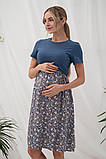 Літня сукня для вагітних із секретом годування для майбутніх мам Gwinnett S (44) Юла Мама синій з принтом, фото 6
