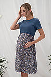 Літня сукня для вагітних із секретом годування для майбутніх мам Gwinnett S (44) Юла Мама синій з принтом, фото 7