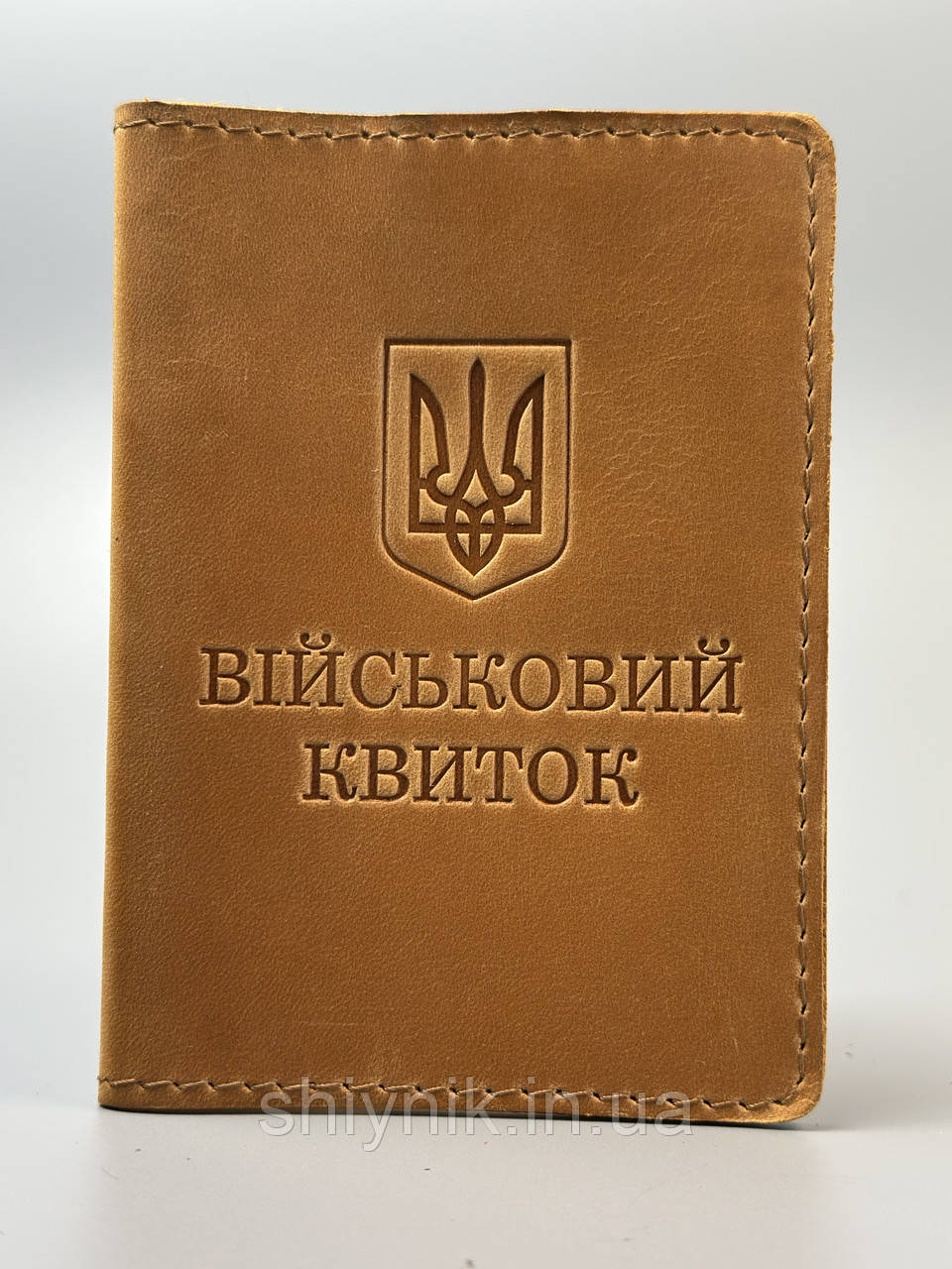 Шкіряна обкладинка для посвідчення ВІЙСЬКОВИЙ КВИТОК кемел