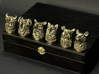 Набір бронзових стопок "Мисливські" (6 шт)