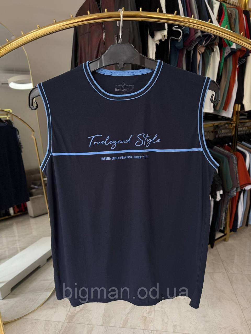 Чоловіча майка/безрукавка TRUE Borcan 1191 (батал) 3-6XL темно-синя