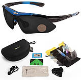 Окуляри RockBros Polarized чорні з синім із змінними лінзами (5 шт.) та вставкою для діоптрій solve, фото 10