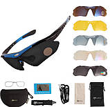 Окуляри RockBros Polarized чорні з синім із змінними лінзами (5 шт.) та вставкою для діоптрій solve, фото 7