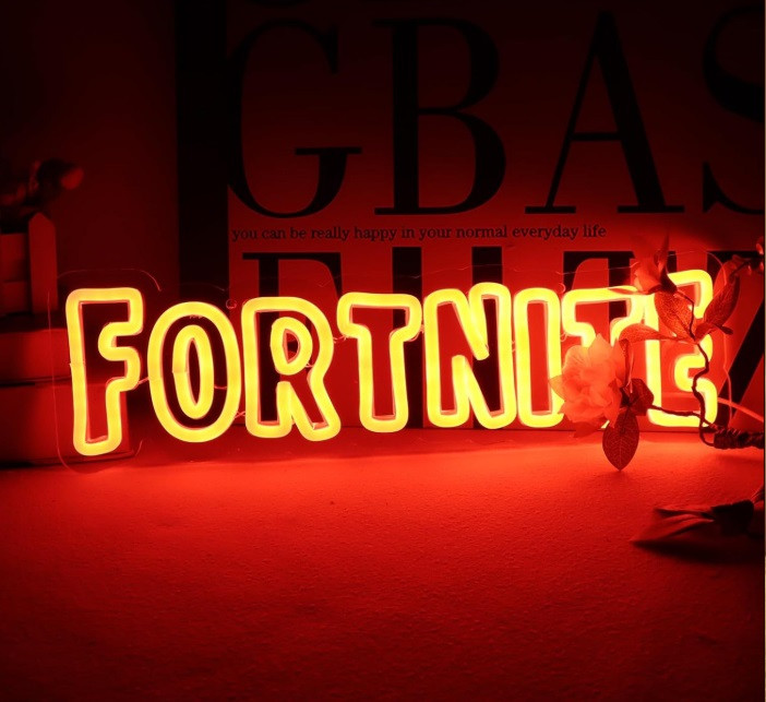 Неонова вивіска настінний декор Fortnite Фортнайт для фаната гри - 41х12 см
