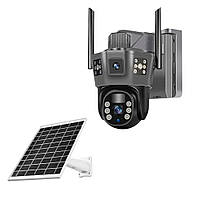 WIFI камера V380 видеонаблюдения, тройной экран, уличная автономная на солнечной панели аккумуляторная UKC GIF
