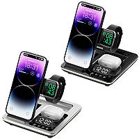 Бездротова зарядна станція + годинник A93 4in1, розумна зарядка для телефона з годинником LED GIF