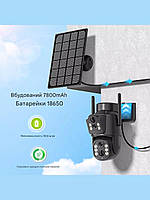 WiFi Двойная камера аккумуляторная поворотная наружного видеонаблюдения ICSEE с солнечной панелью UKC GIF