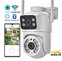 Уличная Wi-FI IP Камера видеонаблюдения 6MP ICSEE поворотная камера с двумя объективами GIF