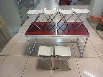 Стіл складаний для пікніка + 6 стільців Коричневий. Колір стільців залежить від постачання.