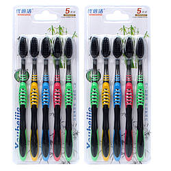 Зубні щітки-технологія бамбук набір 5 шт Чорний колір (64)