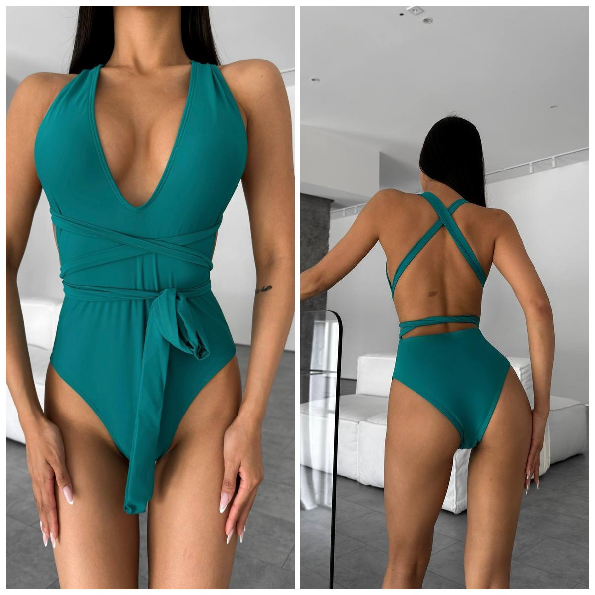 Жіночий злитий купальник морська хвиля, фото 1