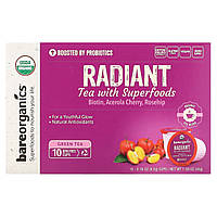 BareOrganics, Radiant, чай із суперфудами, зелений чай, 10 чашок по 4,5 г (0,16 унції)