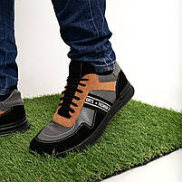 Кросівки чоловічі з натуральної шкіри в сіро-чорних кольорах  “Style Shoes”, фото 3