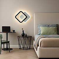 Настінно-стельовий світлодіодний світильник-бра VIVA 2S 28 Вт 250×200×40 мм Чорно-білий