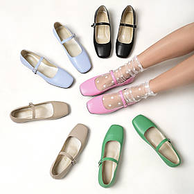 Жіночі балетки з квадратним носком у блакитному кольорі "Style Shoes"