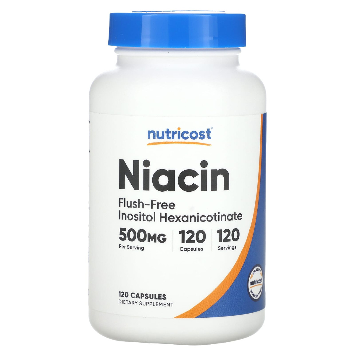 Nutricost, ніацин, добавка для змивання, 500 мг, 120 капсул