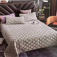 Велюрове покривало Ромб 200*230см. Стьобане покривало Стильне покривало для спальні Оливковий