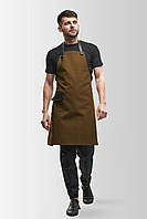 Фартух для бариста тканинний Jackson Canvas Коричневий робочий для бармена з кишенею фартух для офіціанта