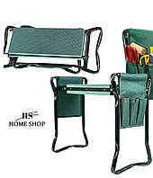 Садовий складний стілець табурет підставка для колін 3в1 (місце для інструментів)