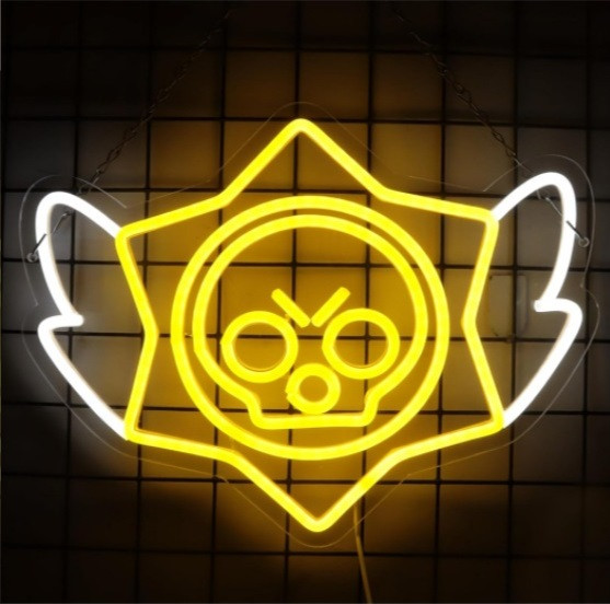 Неонова вивіска LED логотип Brawl Stars для фаната гри - 50х38 см