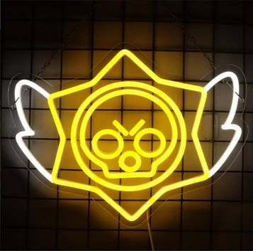 Неонова вивіска LED логотип Brawl Stars для фаната гри - 50х38 см