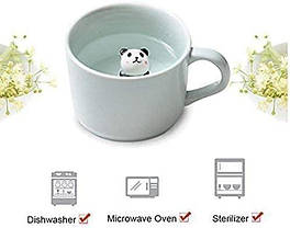 Кухоль для кави BigNoseDeer Panda 3D Animal Cup з милою пандою всередині. Креативний ранковий кухоль. Чашка для г, фото 4