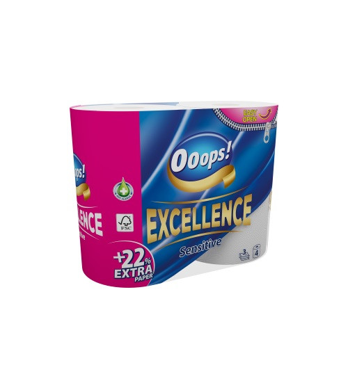 Туалетний папір 3-шаровий Ooops! Excellence 4 шт 150 відривів