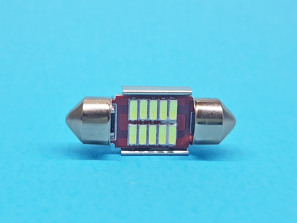 Світлодіодна лампа T11 x 31mm SV8,5 10SMD 4014 12V WHITE